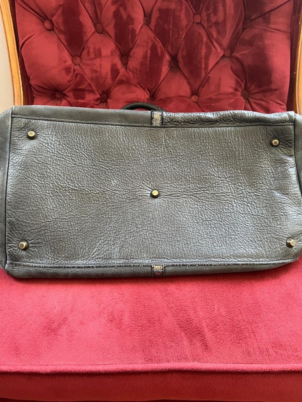 Aridza Bross leather handbag in a blue/grey with sparkle detailing - Picture 11 of 13